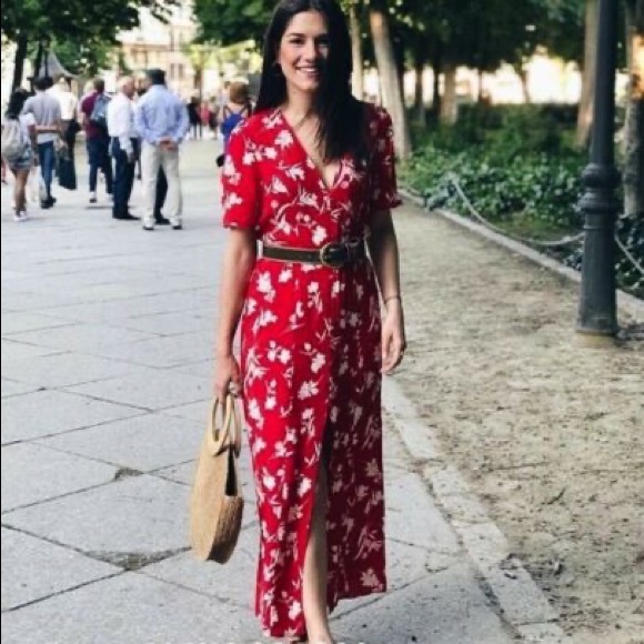 NWT ZARA Long floral button down shirt maxi dress - Picture 3 of 13